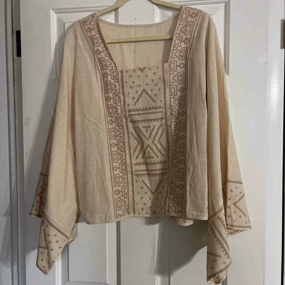 Bohemian Beige Patterned Blouse
